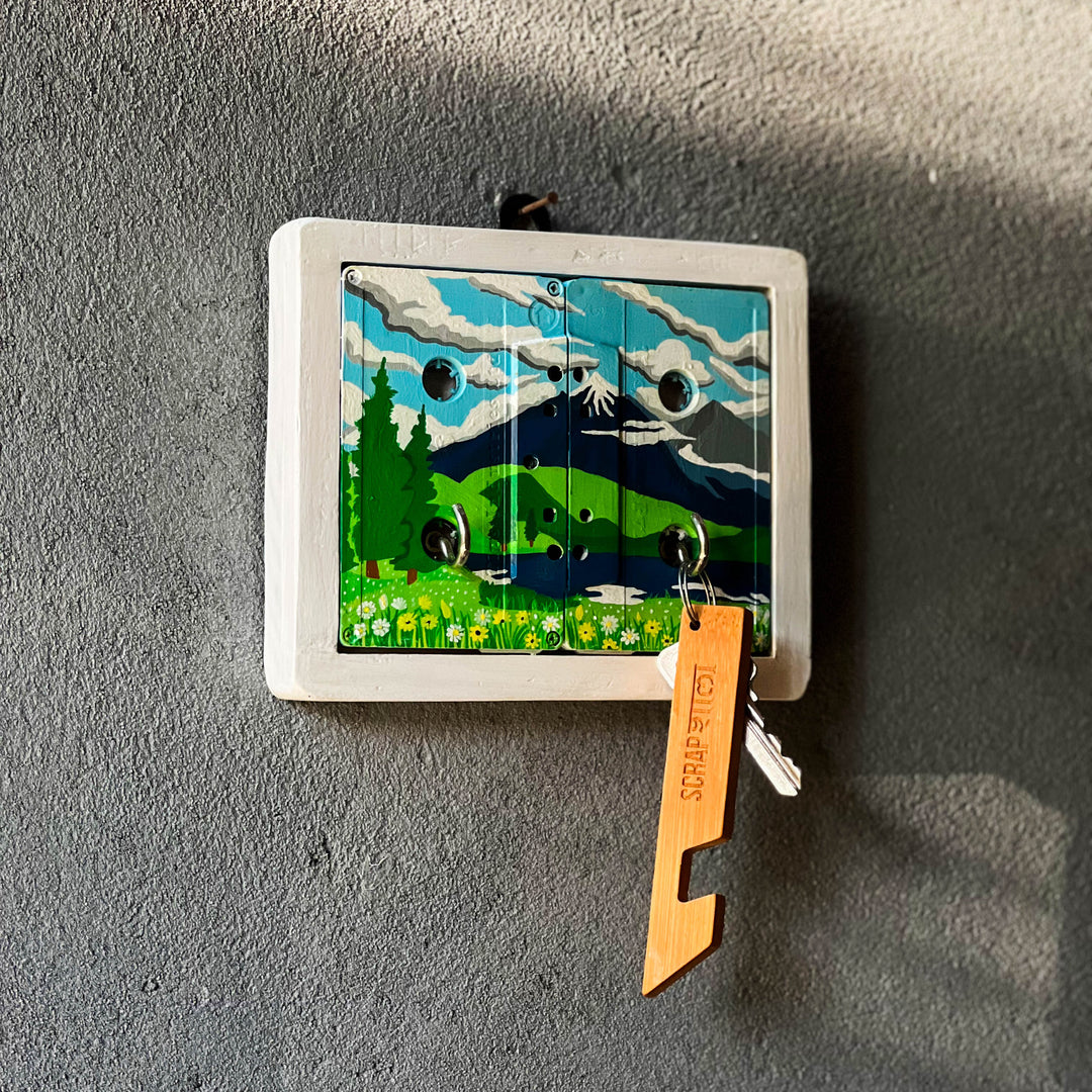 Scrapshala Himalayas mini key keyholder | upcycled | audio tapes | wanderlust | handcrafted