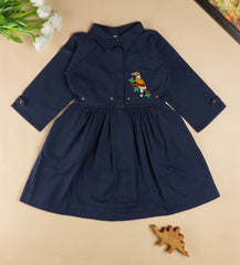 Mamacherub Beaky Hornbill Trench Style Dress - Midnight Blue