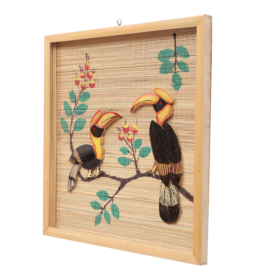 SILPAKARMAN Bamboo Wall Hanging - Pair of Hornbill - Small (30 x 30 cm)