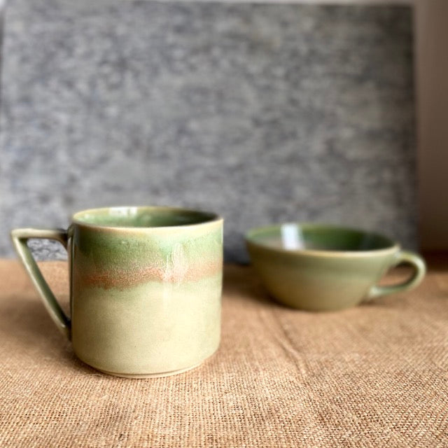 Pravaah Prithvi Mug | Shades of Green | Hand glazed | Microwave Safe