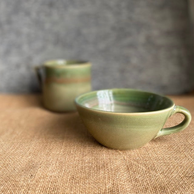 Pravaah Prithvi Mug | Shades of Green | Hand glazed | Microwave Safe