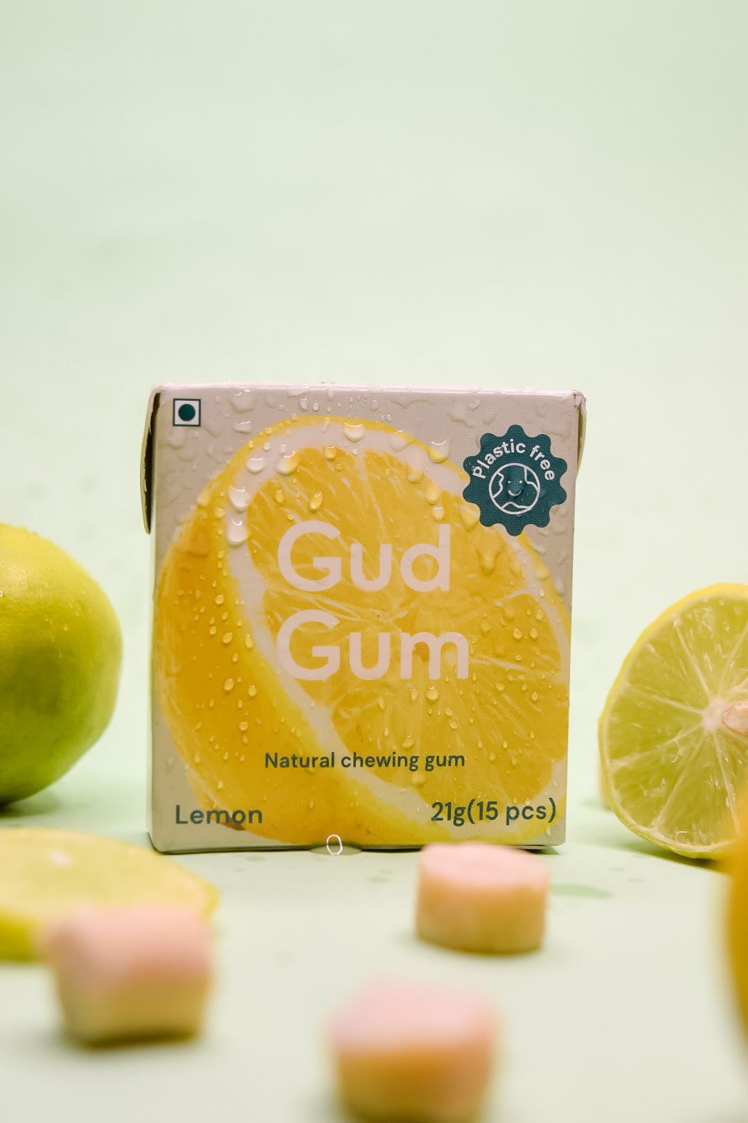 Gud Gum Chewing Gum - Mini Pack of 4 - Raspberry, Lemon, Charcoal Mint, Strawberry