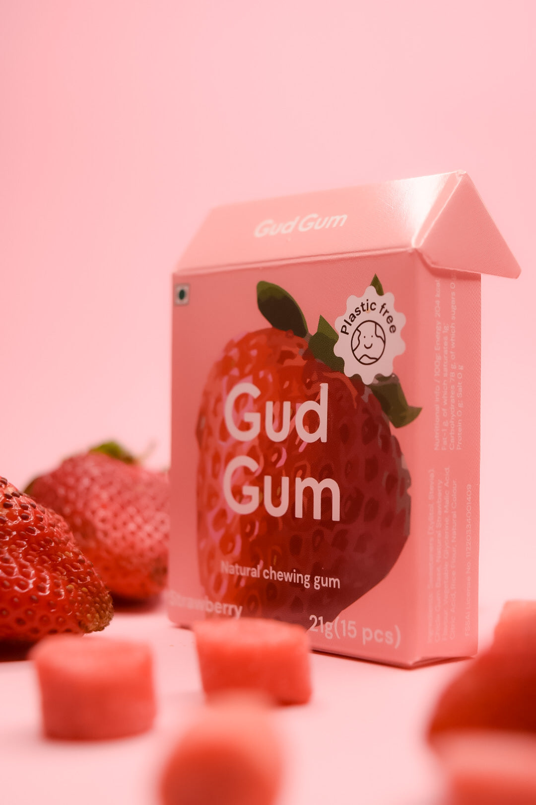 Gud Gum Chewing Gum - Mini Pack of 4 - Raspberry, Lemon, Charcoal Mint, Strawberry