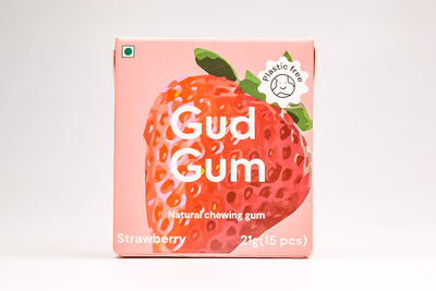 Gud Gum Chewing Gum - Mini Pack of 4 - Raspberry, Lemon, Charcoal Mint, Strawberry