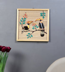 SILPAKARMAN Bamboo Wall Hanging - Pair of Hornbill - Small (30 x 30 cm)
