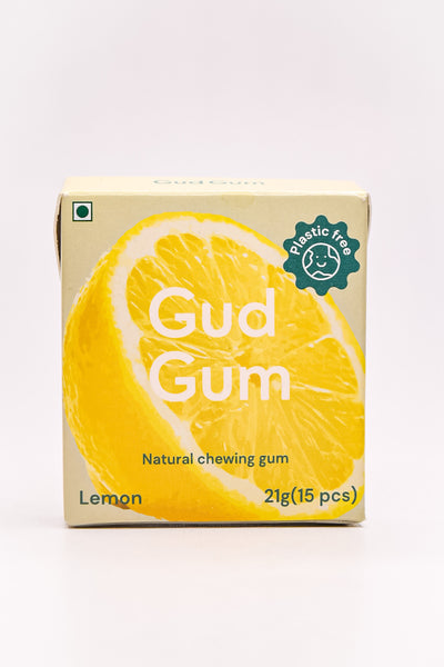 Gud Gum Chewing Gum - Mini Pack of 4 - Raspberry, Lemon, Charcoal Mint, Strawberry