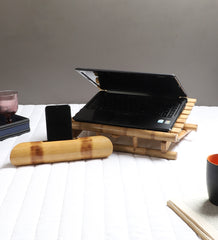 SILPAKARMAN Natural Bamboo Work Set - Laptop Stand and Amplifier