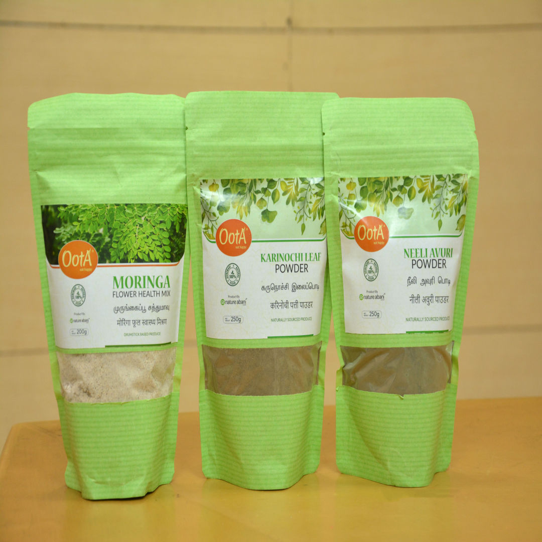 OOTA-Moringa Health Mix Powder (pack of 200g), Karinochi Leaf Powder, Neeli Avuri Powder (pack of 250g)