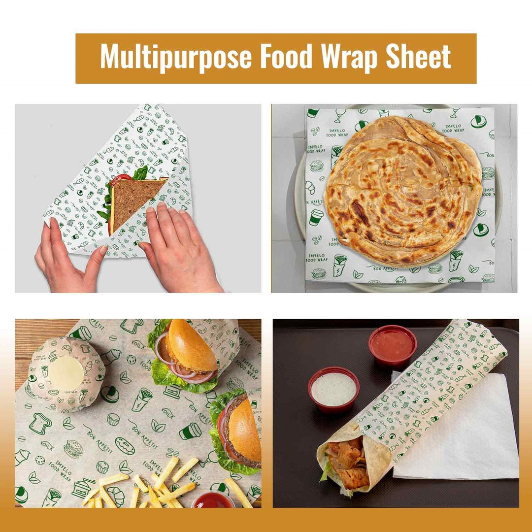 Imvelo Food Wrapping Paper Sheets – Set of 100 Pre‑Cut Sheets | 11 x 11 Inch | Food‑Safe Butter Paper Sheets, Non‑Stick & Grease‑Resistant | Food wrap for Roti, Sandwich, Paratha & Snack Packing - Suspire