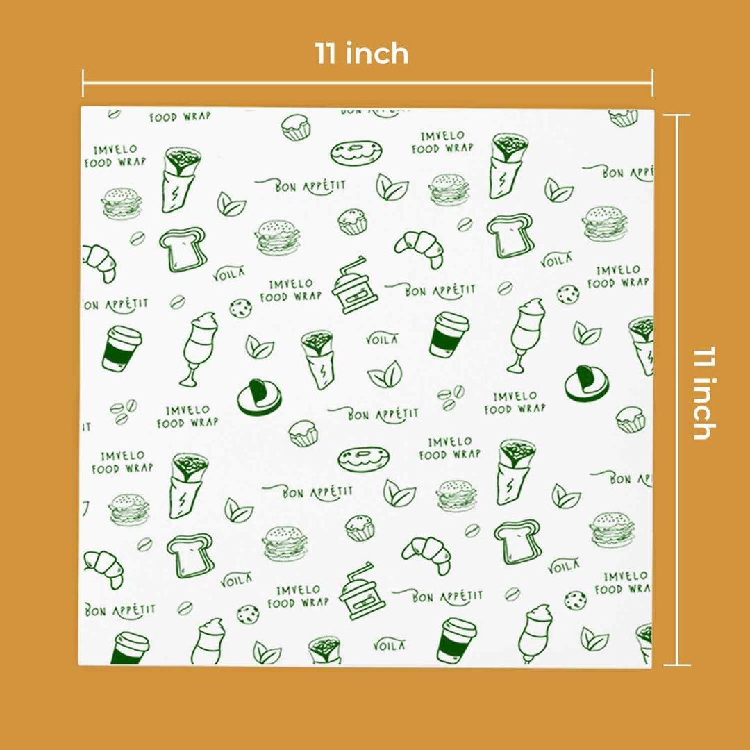 Imvelo Food Wrapping Paper Sheets – Set of 100 Pre‑Cut Sheets | 11 x 11 Inch | Food‑Safe Butter Paper Sheets, Non‑Stick & Grease‑Resistant | Food wrap for Roti, Sandwich, Paratha & Snack Packing - Suspire