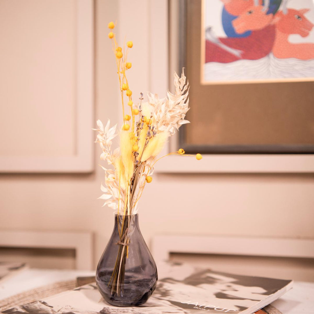 Indigo Elegance Vase with Dried flower bunch
