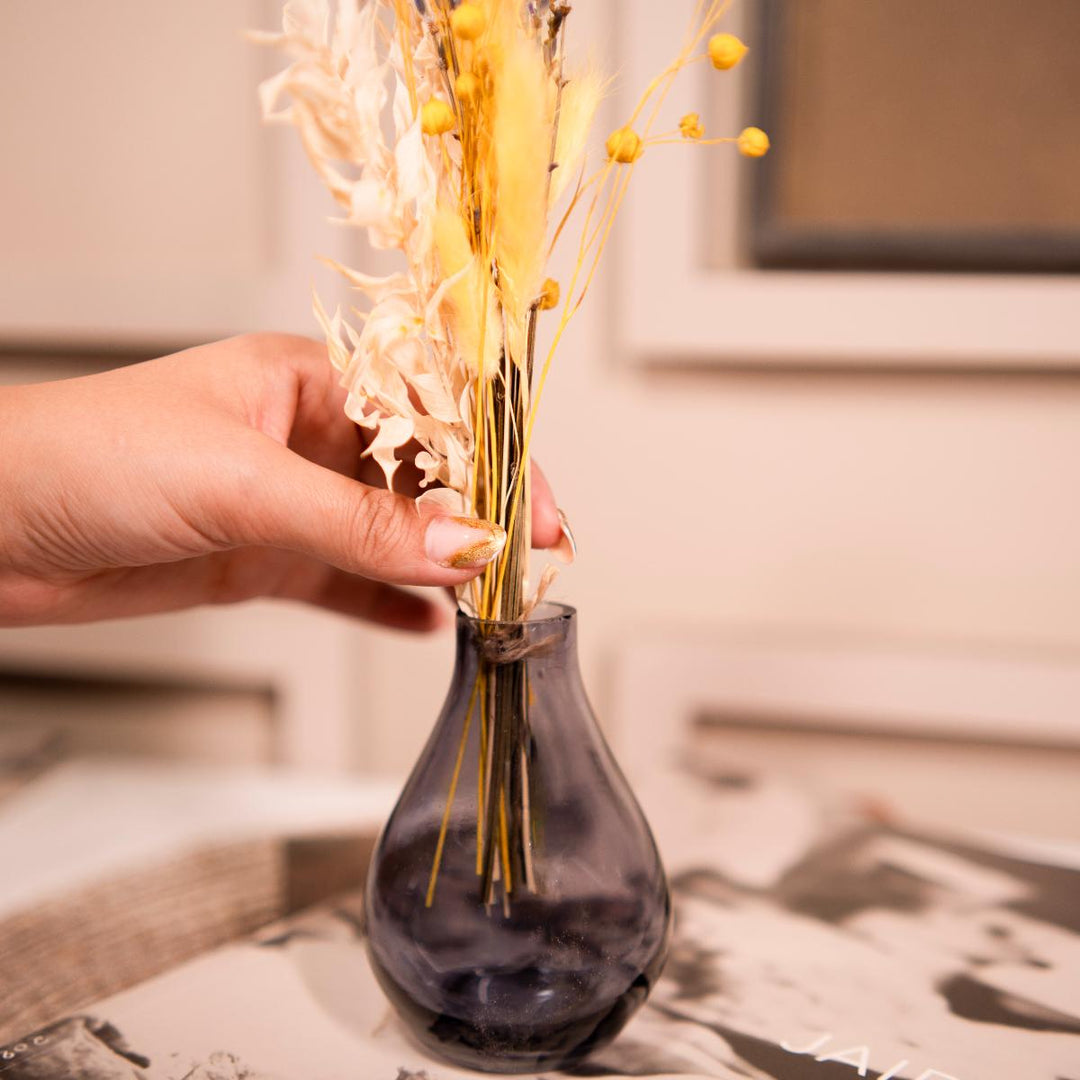 Indigo Elegance Vase with Dried flower bunch