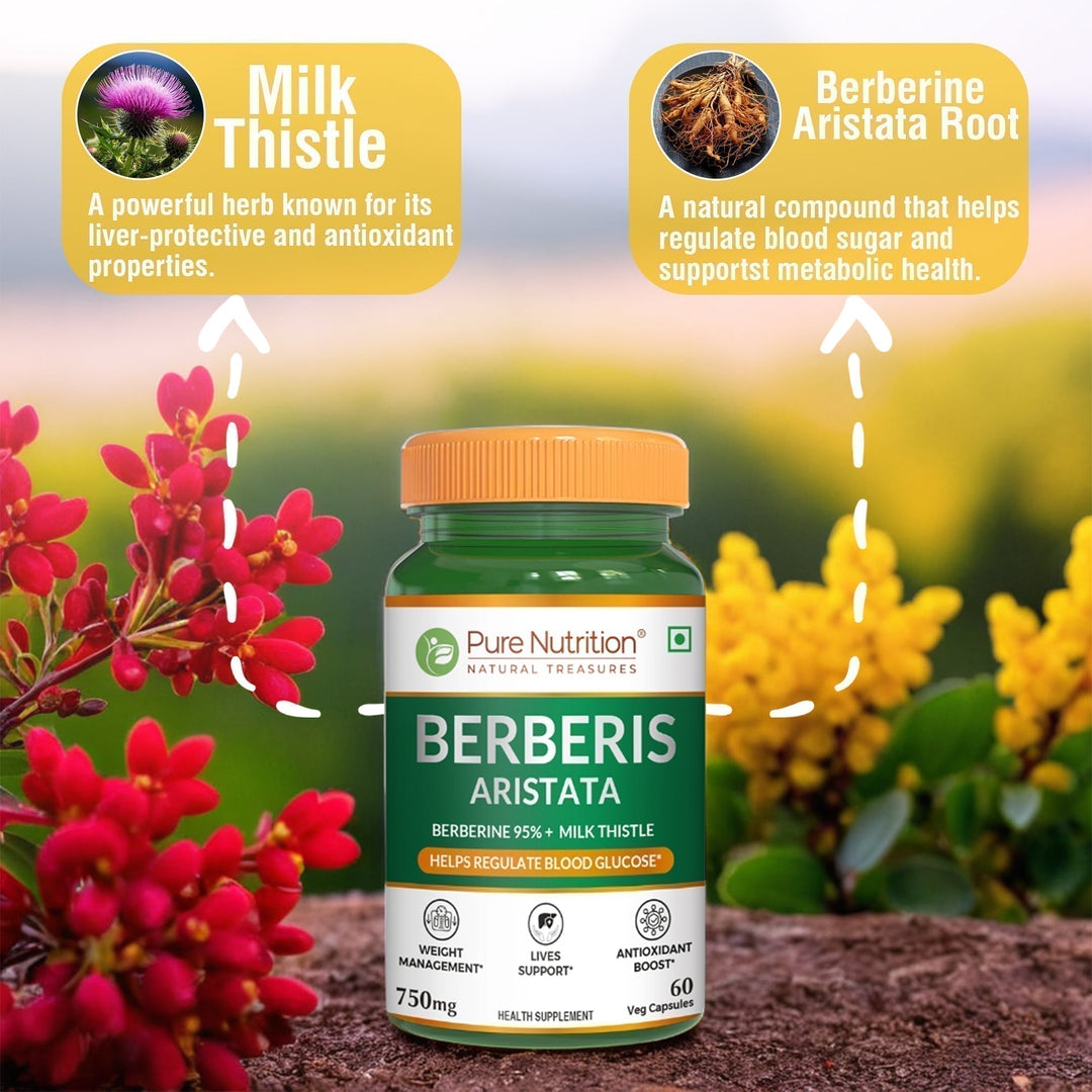 Berberis Aristata 60 Capsules  Berberine 95% & Milk Thistle | Liver Support
