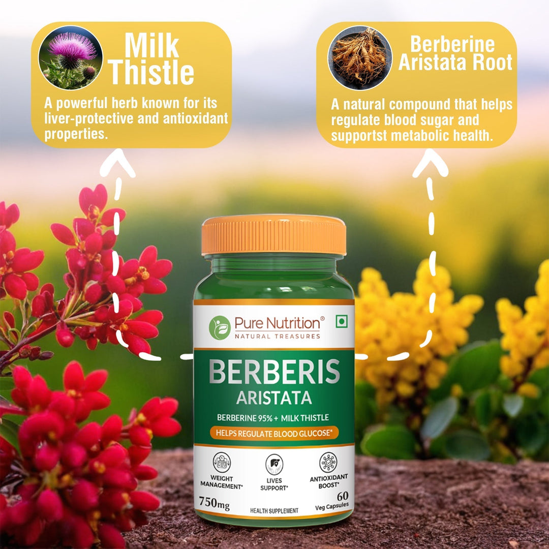 Berberis Aristata 60 Capsules  Berberine 95% & Milk Thistle | Liver Support