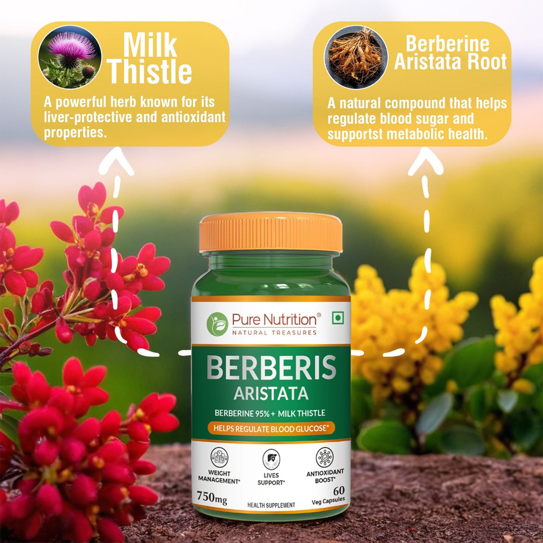 Berberis Aristata 60 Capsules  Berberine 95% & Milk Thistle | Liver Support