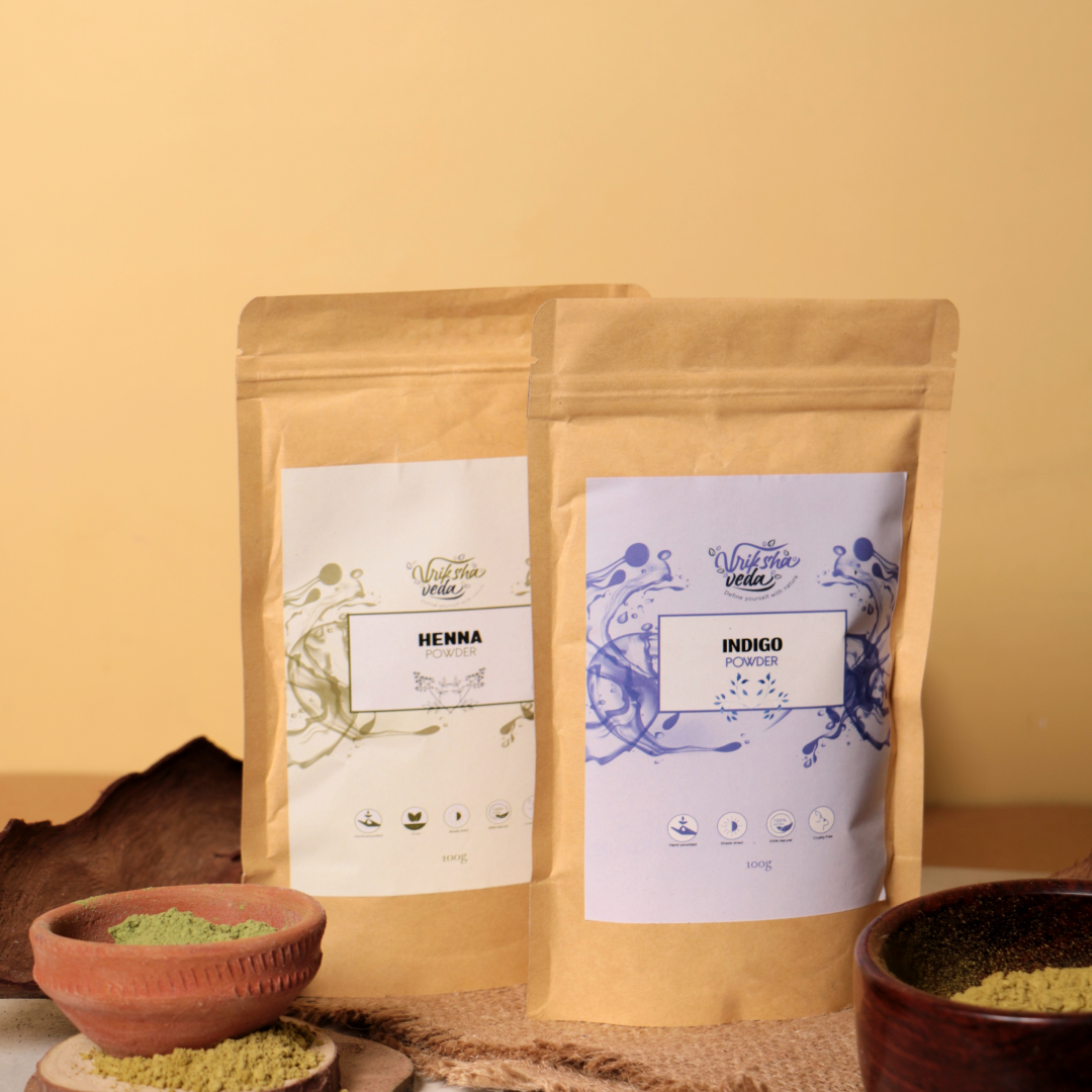 Vriksha Veda Henna Indigo Combo Pack | Hair Dye