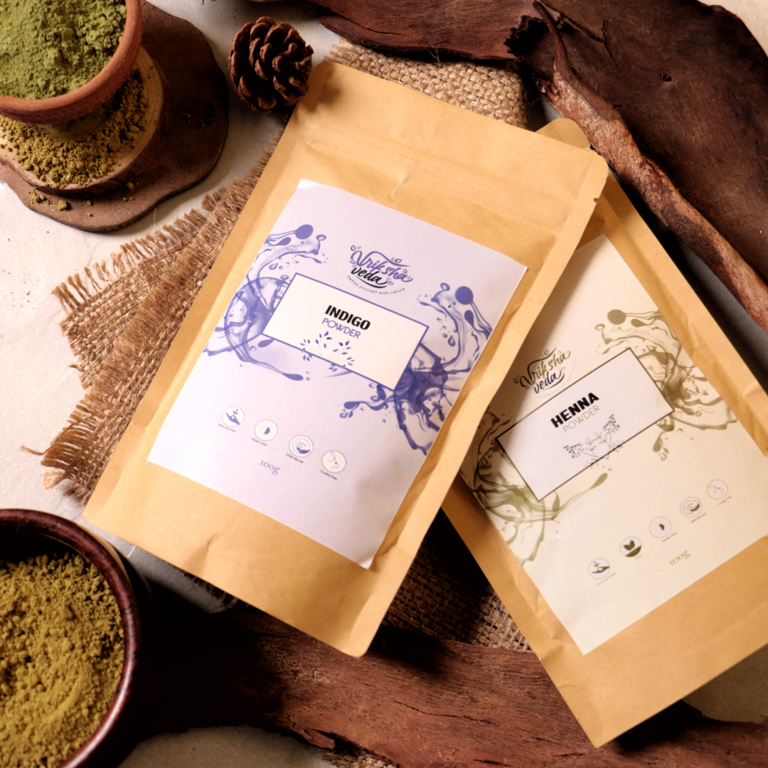 Vriksha Veda Henna Indigo Combo Pack | Hair Dye