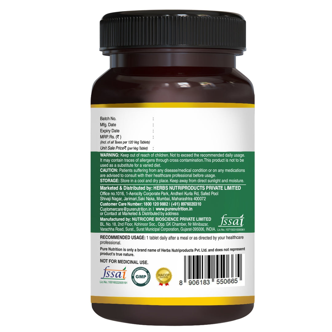 Pure Nutrition Iron Folic Acid Supplement for Men and Women - Supports Haemoglobin Production, Boosts Immunity & Maintains Iron Level