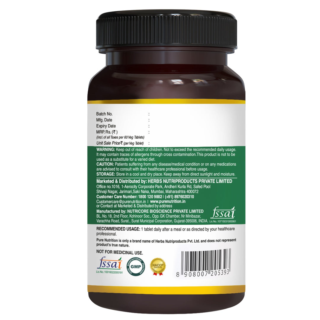Pure Nutrition Iron Folic Acid Supplement for Men and Women - Supports Haemoglobin Production, Boosts Immunity & Maintains Iron Level