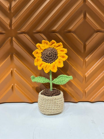 Ishmades crochet sunflower pot