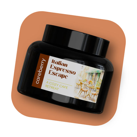 Careberry 's Italian Espresso Escape Candle 150g | Natural Soy Wax Candle | Encased in a Stylish Black Matki Design 150g