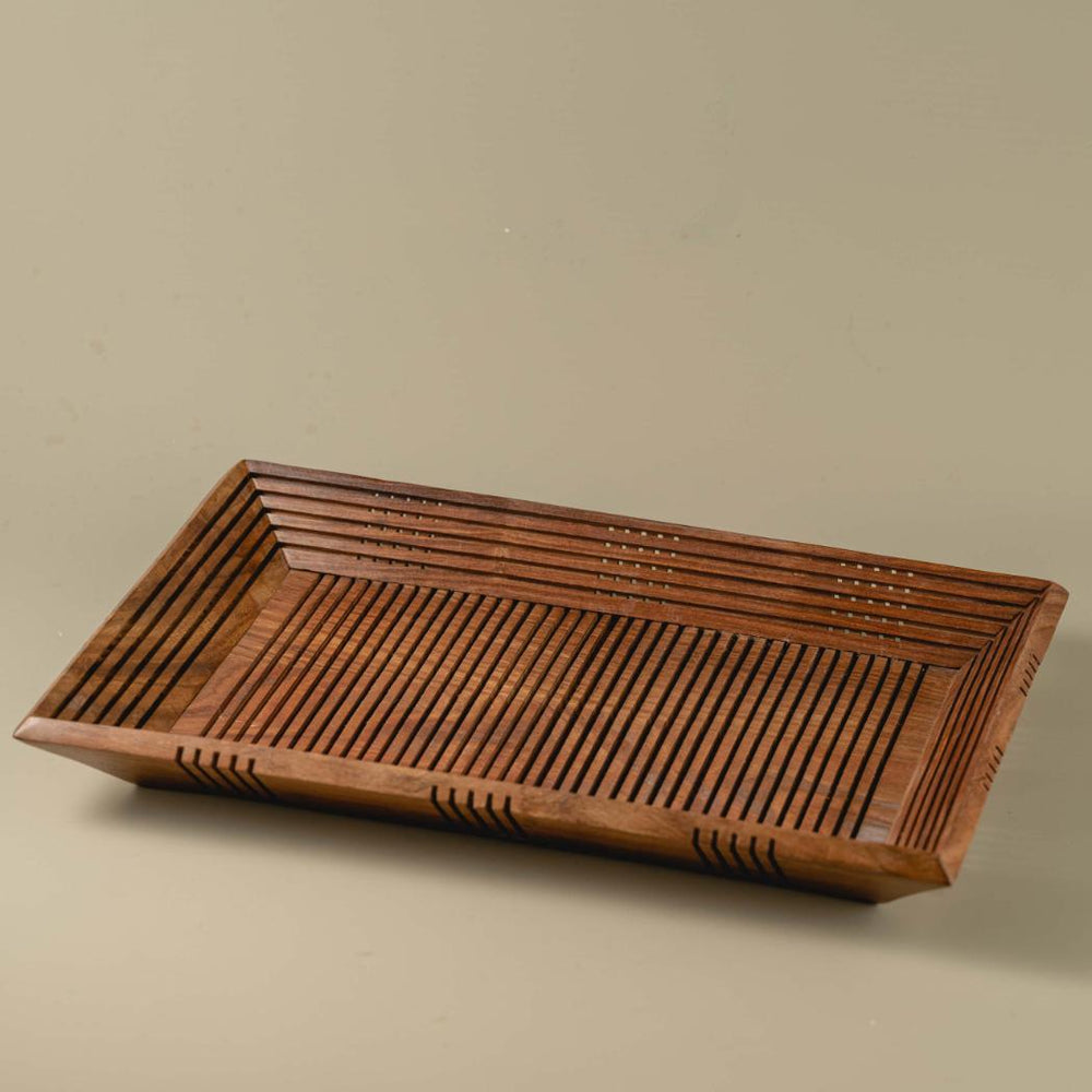 Araana Home Jaali Wooden Tray with Mesh Detailing