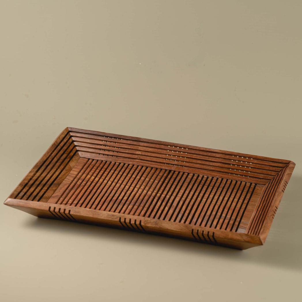 Araana Home Jaali Wooden Tray with Mesh Detailing
