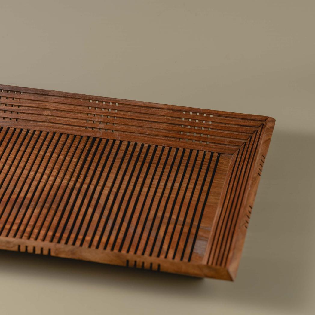 Araana Home Jaali Wooden Tray with Mesh Detailing