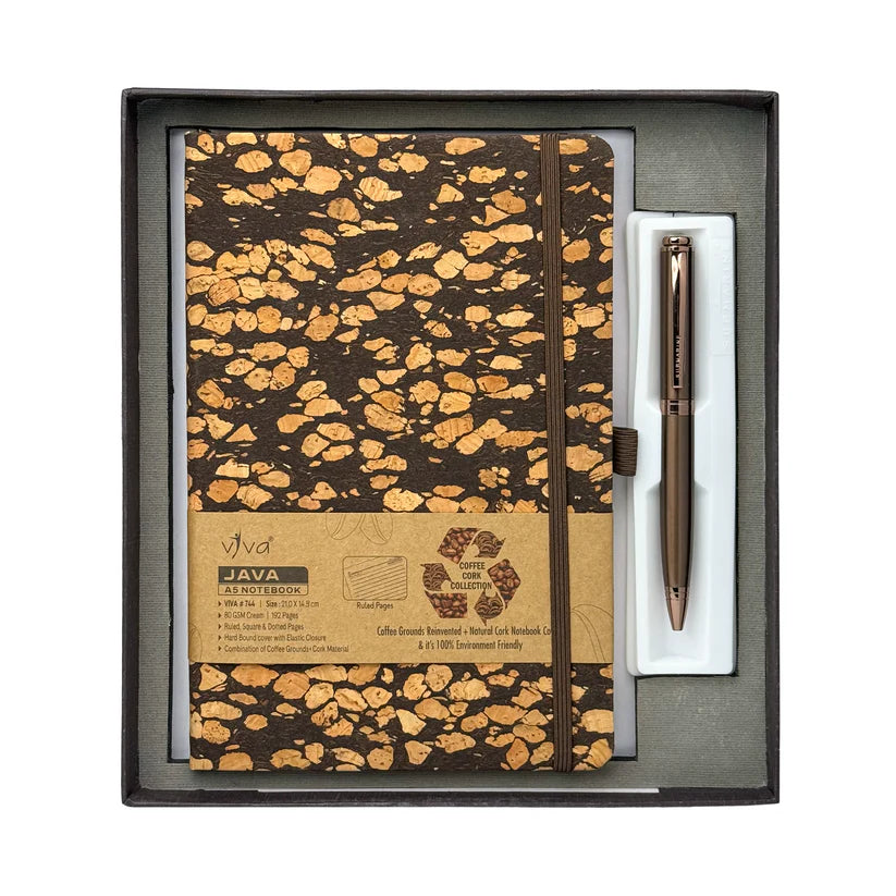 Viva Global Java Coffee Notebook & Preciosa Coffee Pen (Gift Set)