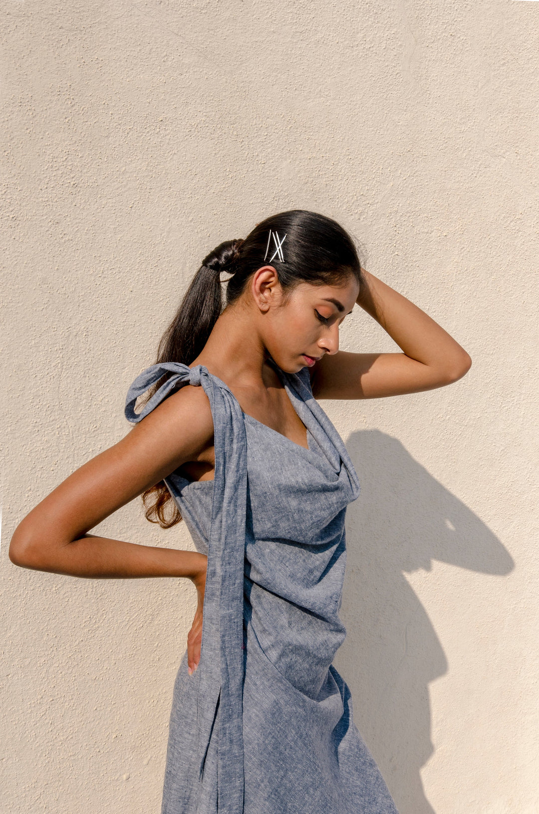 Jhultaru By Deesha Grey Cowl Dress