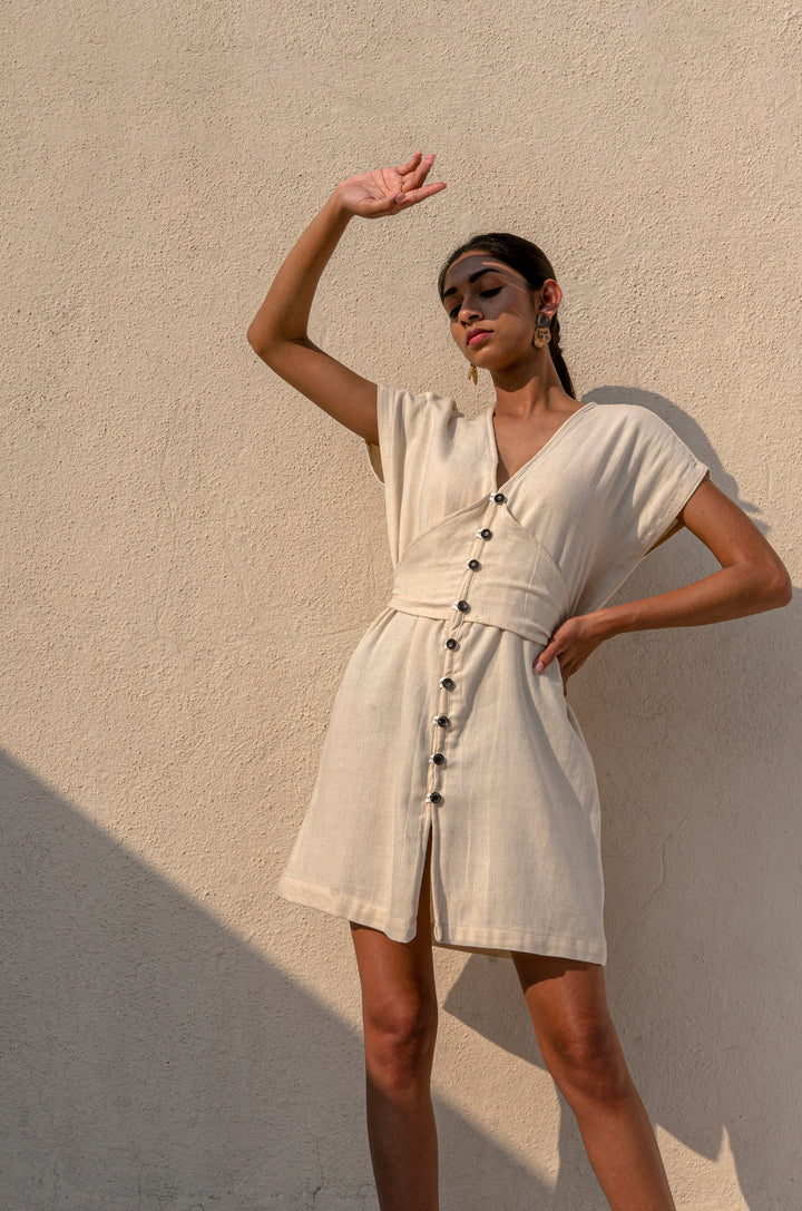Jhultaru By Deesha Off White Corset Dress
