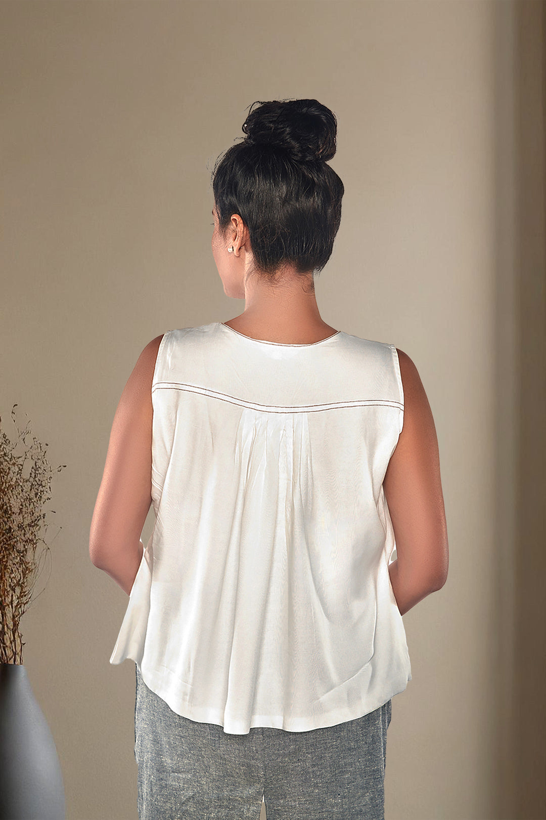 Jhultaru By Deesha White Mirage Top