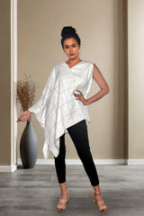 Jhultaru By Deesha White Mirage Kaftan Top