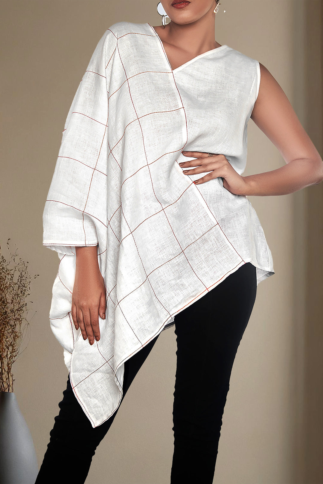 Jhultaru By Deesha White Mirage Kaftan Top