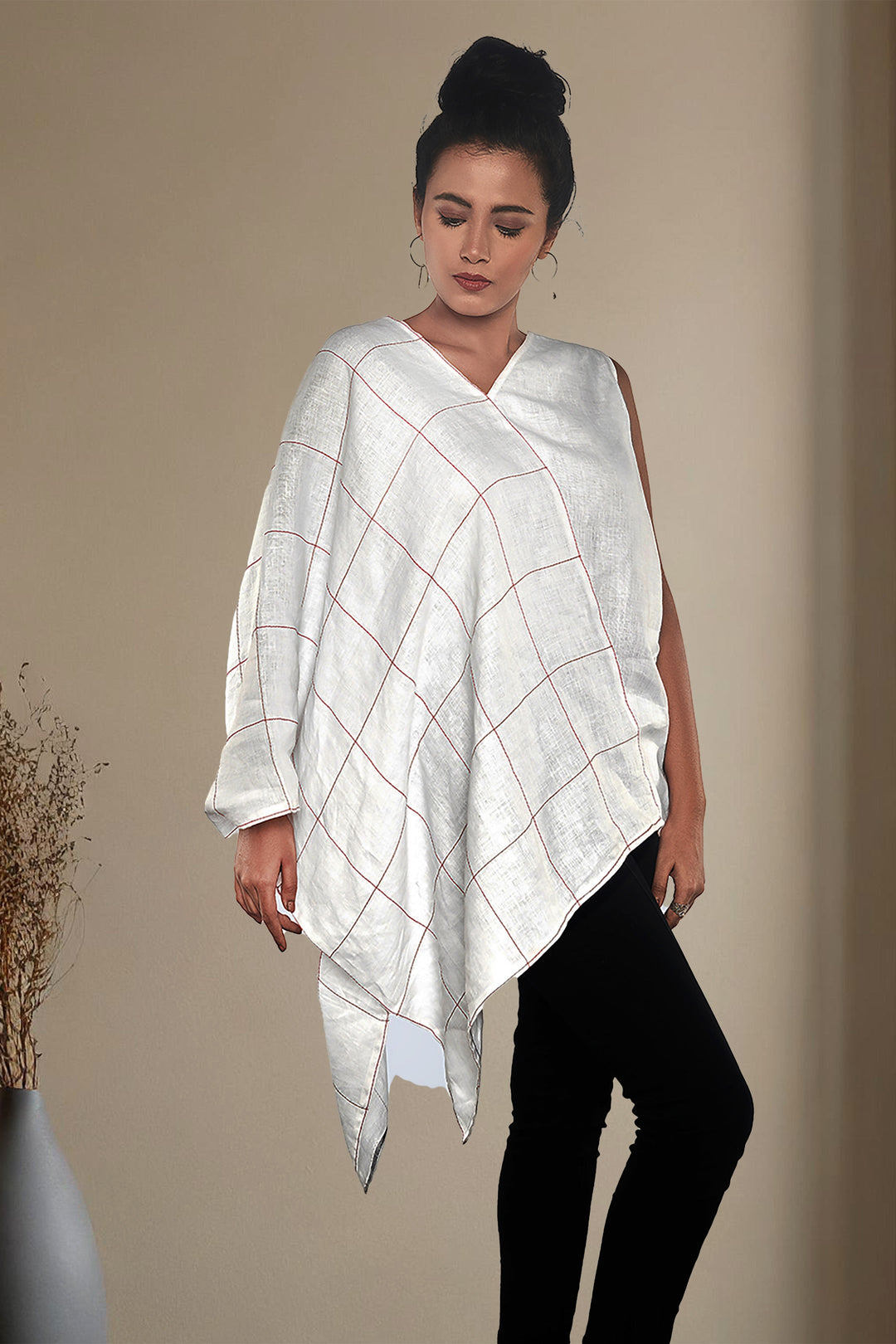 Jhultaru By Deesha White Mirage Kaftan Top