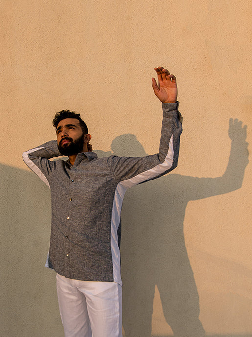 Jhultaru By Deesha Grey Colorblock Shirt
