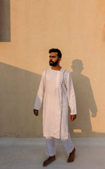 Jhultaru By Deesha White Greyline Kurta