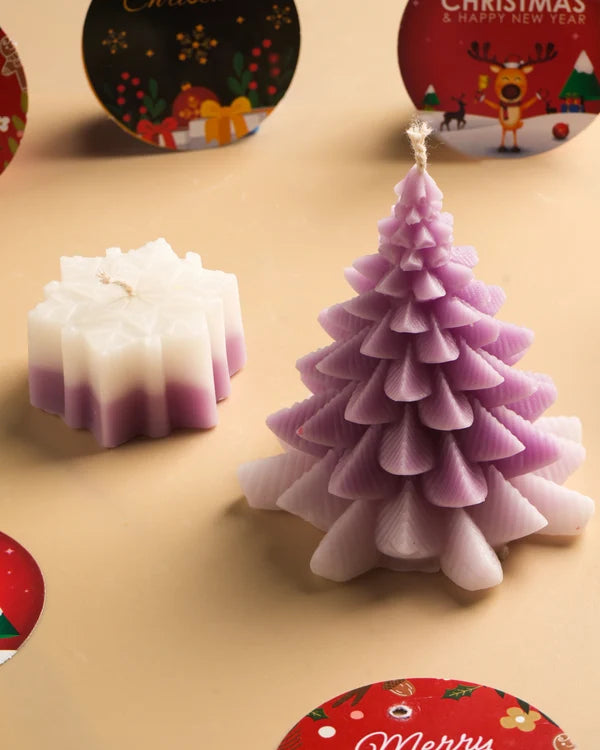 EcoKari Winter Wonderland Handmade Candle Set – Christmas Tree & Snowflake