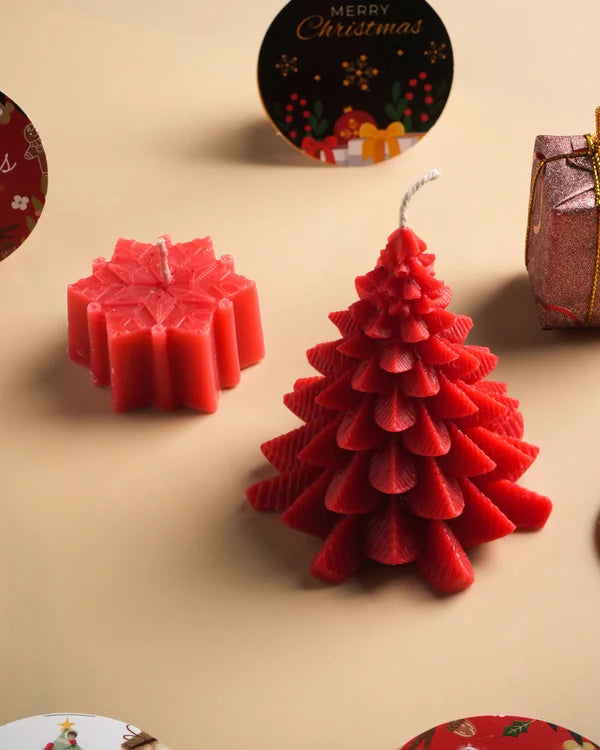 EcoKari Winter Wonderland Handmade Candle Set – Christmas Tree & Snowflake