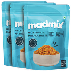 Madmix Baked Bhujia - Masala Masti 125 Grams Each (Pack of 3)