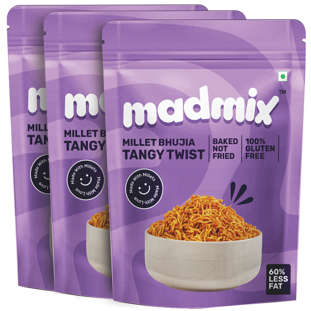 Madmix Baked Bhujia -Tangy Twist 125 Grams Each (Pack of 3)