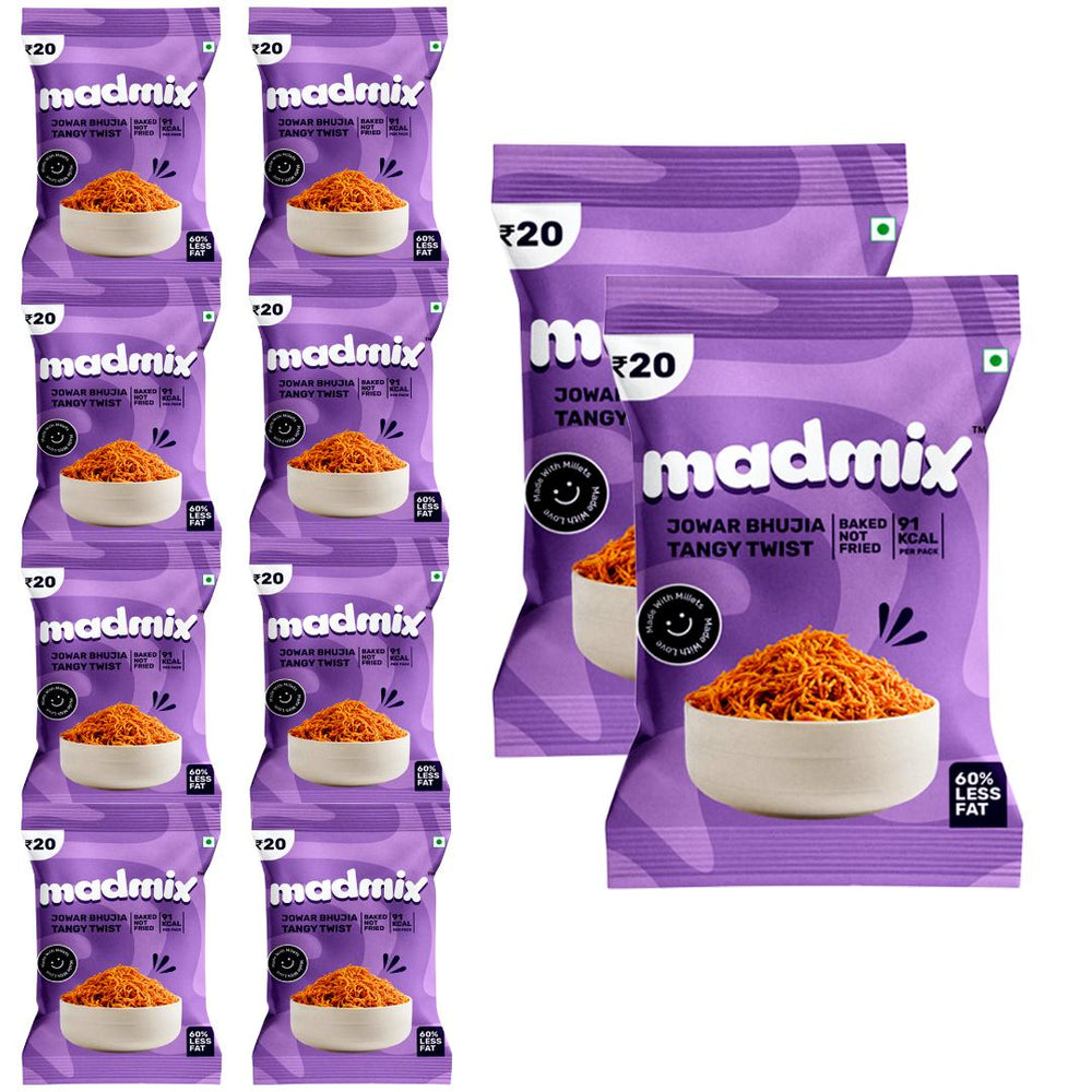 Madmix Jowar Bhujia Tangy Twist Pack of 10 | 25 Grams Each
