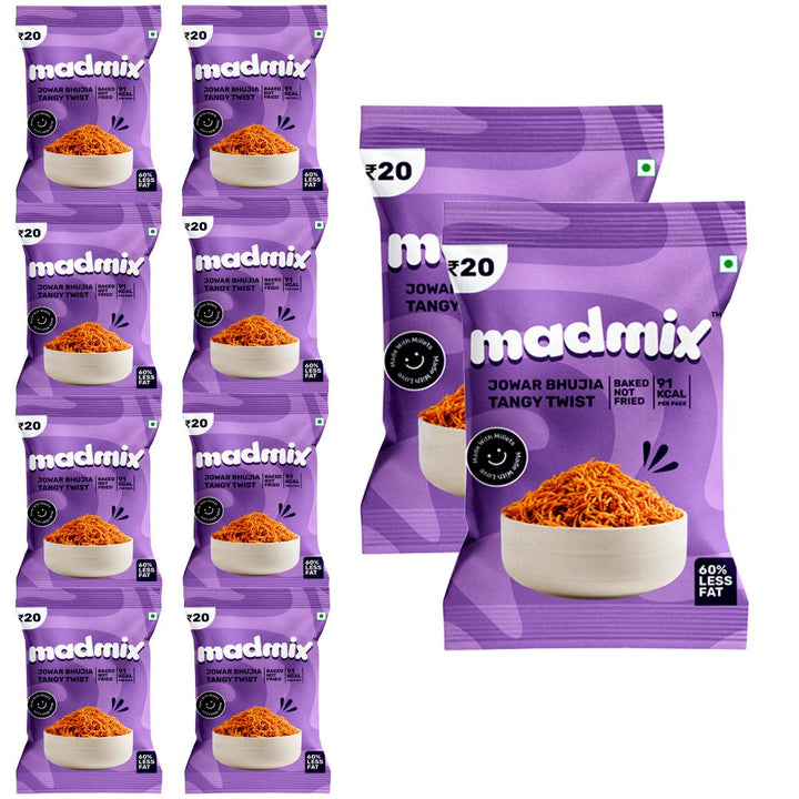 Madmix Jowar Bhujia Tangy Twist Pack of 10 | 25 Grams Each