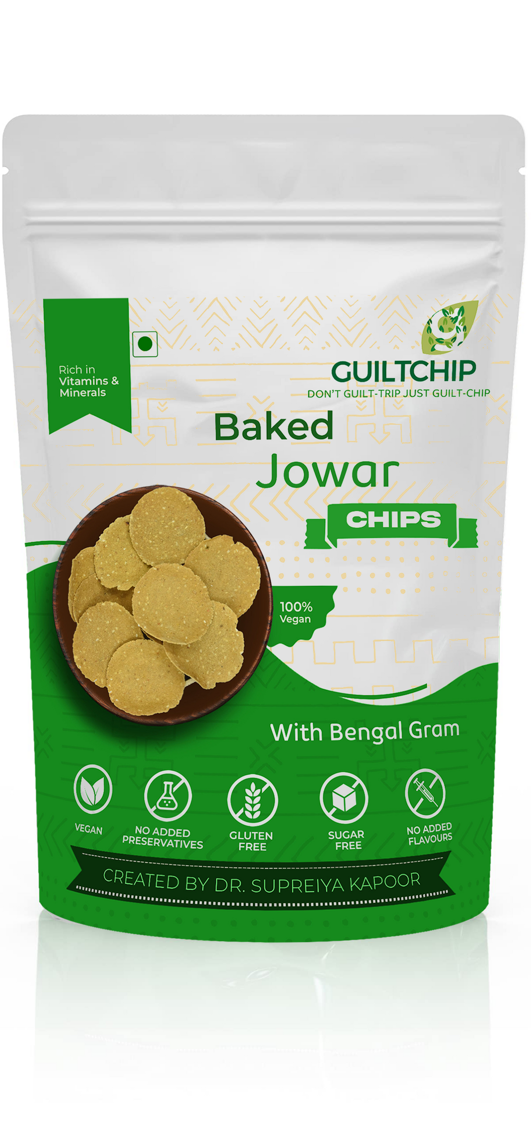 GUILTCHIP Baked Jowar Chips With Bengal Gram - 150 gm