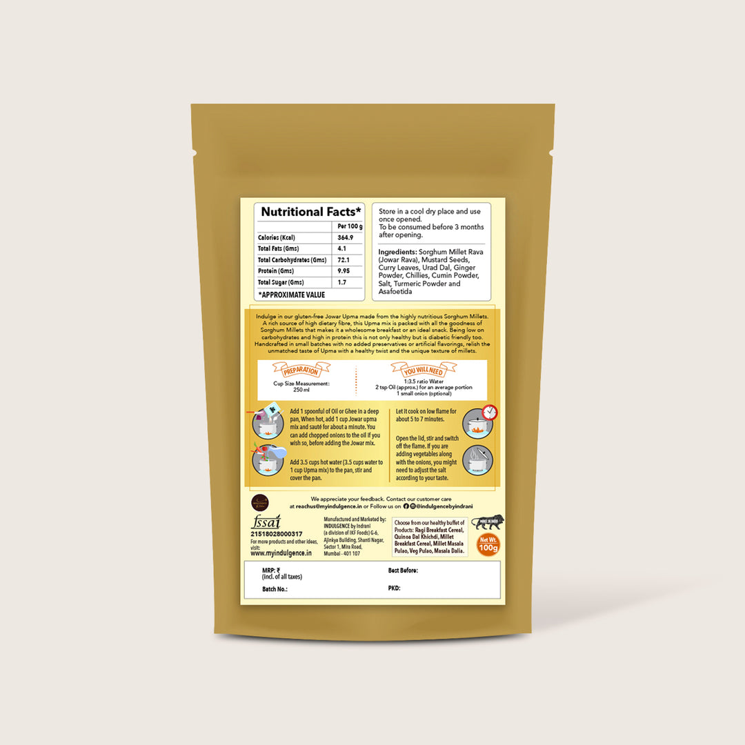 INDULGENCE Gluten Free Jowar Upma Mix 360 Gms(Pack of 2)