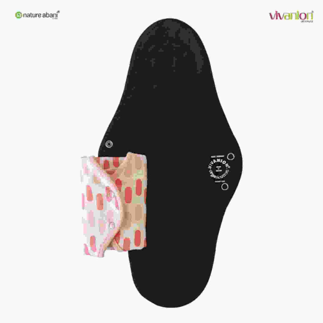 VIVANION Herbal Organic Cotton Re-Usable Sanitary Pads | Anti-Bacterial Coated  | Bio Degradable | Pack of 6 | Combo colors