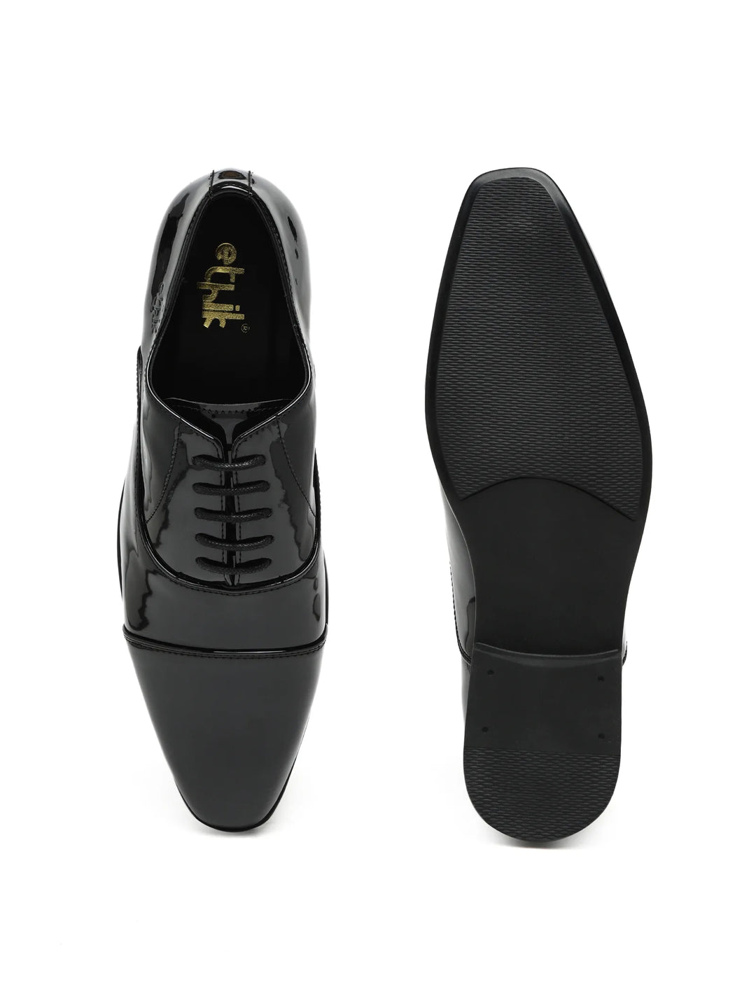Suit Up Patent Black Cap-Toe Oxford Shoes