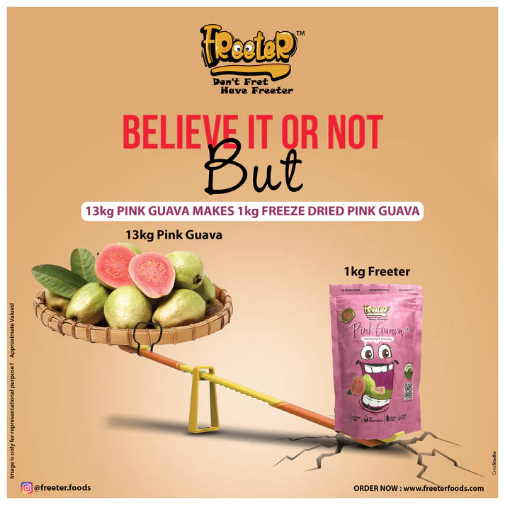 Freeter Forever Fruits 100% Natural Freeze No Added Sugar, No Preservatives Dried Fruits - Pink Gauva