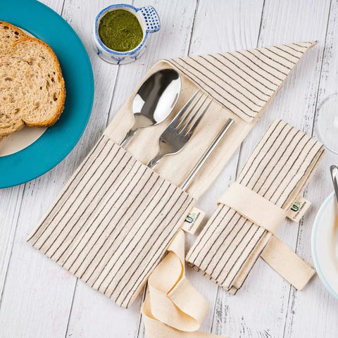 Kala Cotton Travel Cutlery Wrap / Organizer Roll Up in assorted patterns