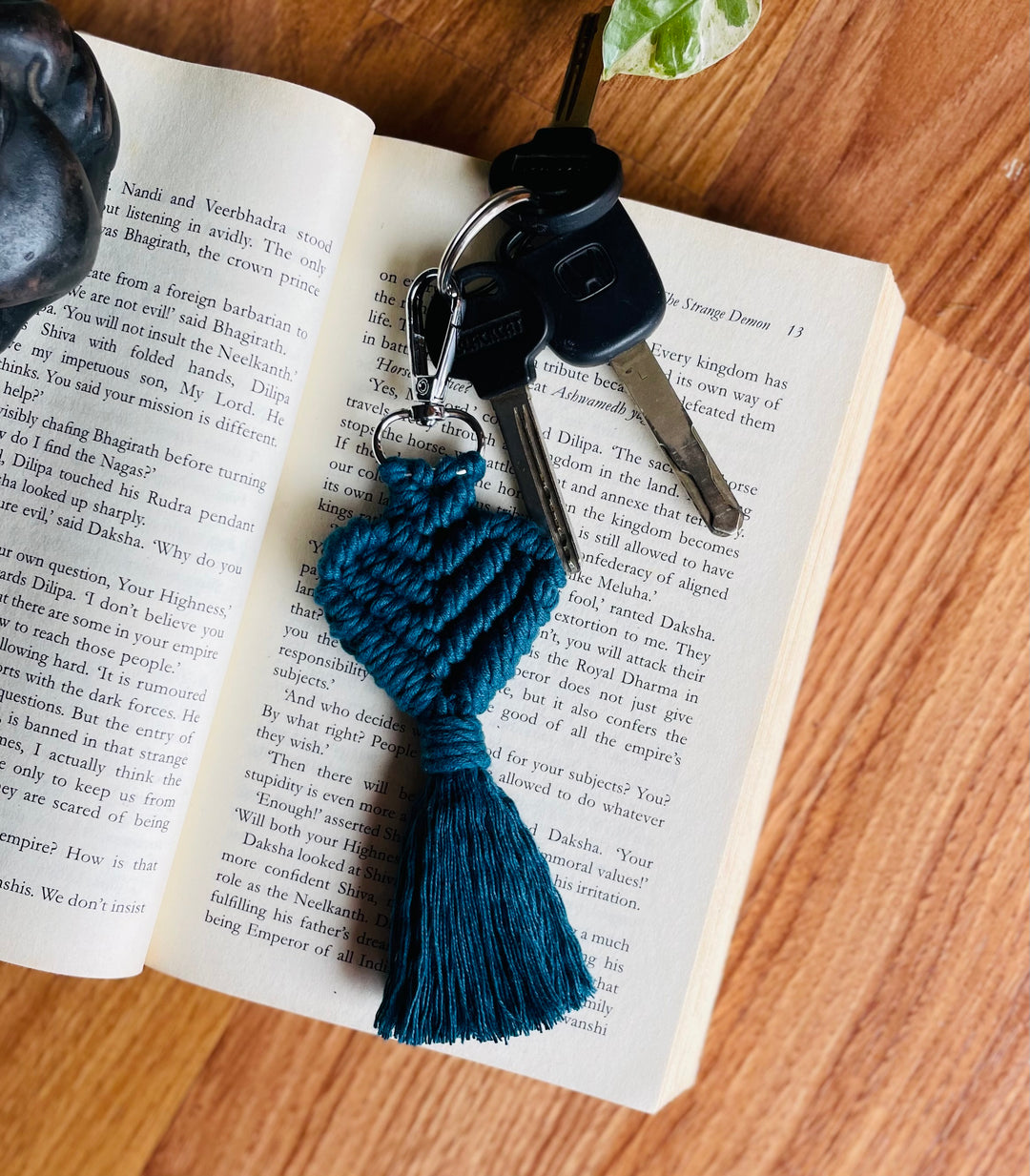 SUTRAM Handmade Macrame Heart Keychain - Pack of 2 | For Women Girls, Bag Charm, Birthday Gift, Valentine Gift | 13 cm size